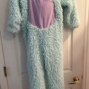 Fluffy green and Purple Kids Bodysuit Halloween costume.